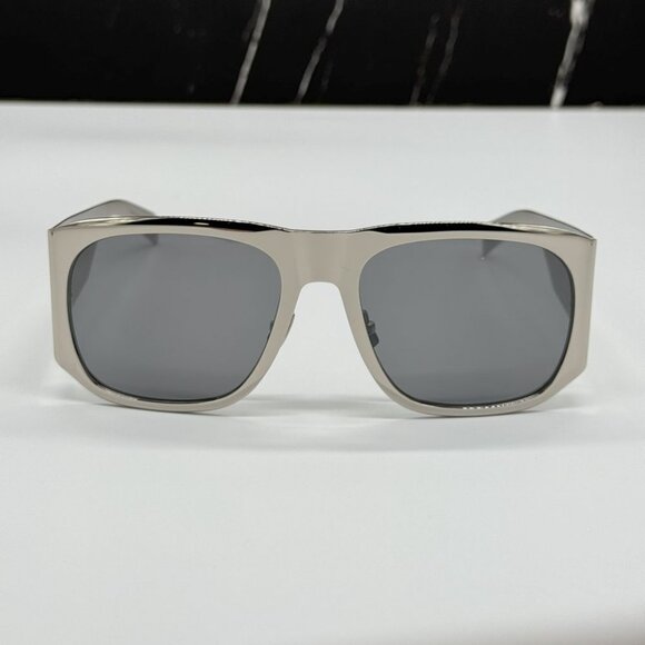 NEW  SL636 002 SAINT LAURENT SUNGLASSES UNISEX SILVER GREY METAL EYEWEAR - Picture 3 of 12
